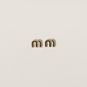 Серьги из металла с эмалью MIU MIU, черный