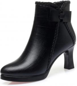 Женские ботильоны на высоком каблуке с острым носком, модные кожаные с боковой молнией, удобные, осенне-зимние, с невысоким каблуком, для нарядного образа ZPRGZPG, Black