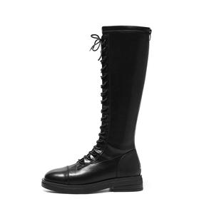 Рыцарь Ботинки Высокие До Колена 3,5 см Женские ZHR, Черные [Увеличение Роста Без Подкладки]-CQ10H