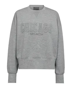 Серая меланжевая толстовка с вышитым логотипом. Mos Mosh, серый