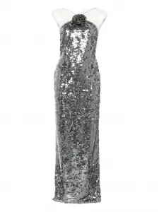 Макси-платье, украшенное пайетками Magda Butrym, серый