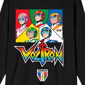 Мужская черная футболка с длинными рукавами и графическим рисунком Voltron Pilot Panels Licensed Character