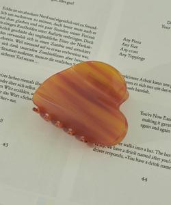 Зажим Vance Clip из ацетата с мраморным сердцем Goldy, цвет Brown