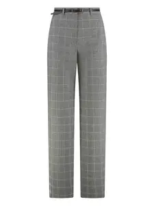 Брюки в клетку с поясом Max Mara, серый