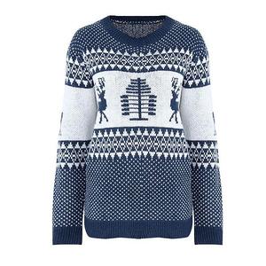 Женский рождественский свитер European loose fit мягкий вязаный уютный праздничный пуловер Clearflower, Blue