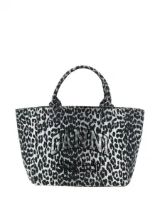 Средняя сумка-тоут с леопардовым принтом и пайетками Ganni, белый