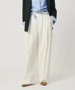 Удобные брюки из саржи с двойной складкой, цвет OFF WHITE United Arrows