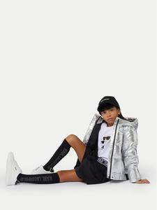 Пуховик стандартного кроя Karl Lagerfeld Kids, серебряный
