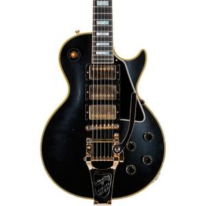 Gibson Custom Murphy Lab 1957 Les Paul Custom Reissue 3-звукосниматель Bigsby Light Aged Электрогитара черного цвета