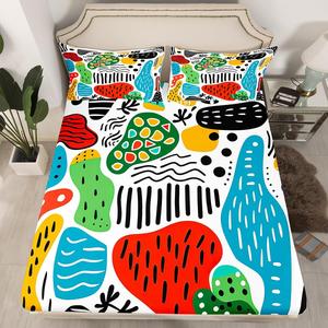 Erosebridal Комплект постельного белья Abstract с креативным ручным рисунком в стиле хиппи-дудл, разноцветный городской арт, радужный экзотический граффити, Multi 04