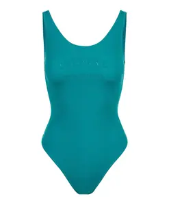 Цельный купальник олимпийского стиля кобальтово-синего цвета с логотипом в тон. Iceberg, синий