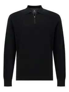 Шерстяной свитер с воротником на молнии Boggi Milano, черный