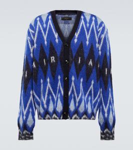 Кардиган из смеси альпаки и мохера с узором Аргайл Amiri, синий