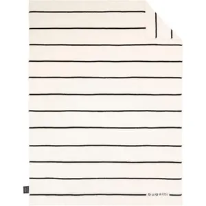 Плед с изящными полосками, уютный плед Bugatti, слоновая кость/черный