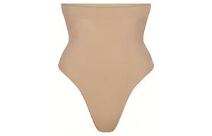 Skims Бесшовные скульптурные трусики-стринги с высокой талией, женские, цвет глины/белый, земляной оттенок