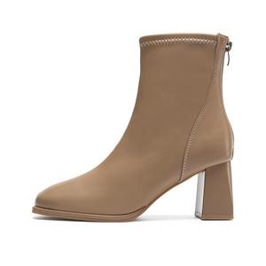 ZHR Женские ботильоны черные/молочный улун/бежевые - молочный улун [Короткий велюр], цвет Milk Tea[Short Plush]