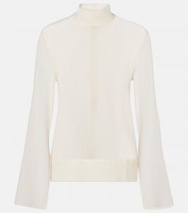 Полупрозрачная блузка из хлопка и шелка Toteme, экрю