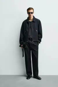 Джинсовая куртка с контрастной отстрочкой Zara, индиго