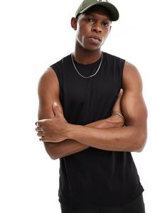 Черная быстросохнущая спортивная майка без рукавов с логотипом ASOS 4505