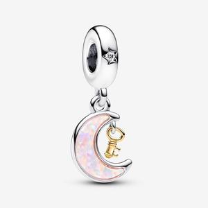 Шарм-подвеска Pandora Moments Two-tone Key & Moon, серебро/золото