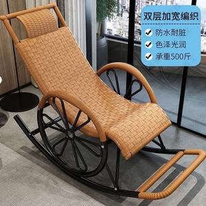 FANCYCHIC Кресло-качалка из ротанга с двойными колесами, широкое плетение, цвет bamboo texture