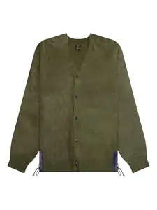 Кардиган с кожаными заплатками Needles, зеленый