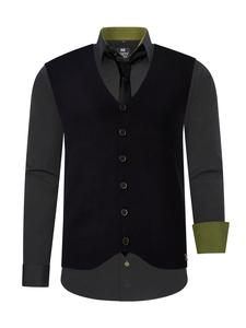 Комплект из 3 предметов: рубашка с жилетом и галстуком, черный/хаки Rusty Neal