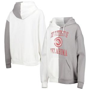 Женский серо-белый худи Oklahoma Sooners Split Gameday Couture