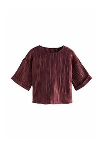 Блуза Next METALLIC CRINKLED SHORT SLEEVE, Burgundy Red/Dark Red