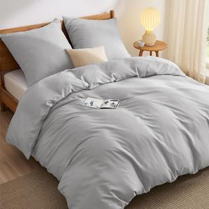 Комплект постельного белья Bedsure, 3 предмета, 220х240/80x80 см, светло-серый