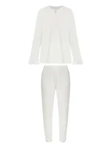 Пижама с вырезом-замочной скважиной и оборками (комплект из двух шт.) Hanro, белый