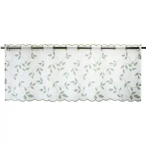 Шторка для кухни Листья с продеванием через штангу, 1 шт. Delindo Lifestyle, белый
