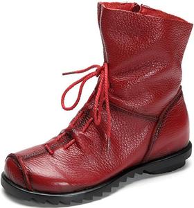 Женские кожаные повседневные мягкие ботинки на плоской подошве Clarsunny, Red