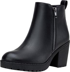 Женские ботильоны на массивном каблуке Vepose, с платформой, модные короткие 9018 с молнией, Black-Zipper