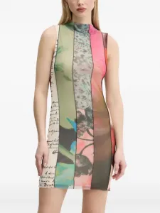 Платье мини с вставками Desigual, зеленый