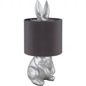 Настольная лампа RABBIT E27 1 шт. Настольная лампа с изображением кролика, мотив животного, декоративная лампа, декоративный светильник Globo Lighting, Silberfarben matt