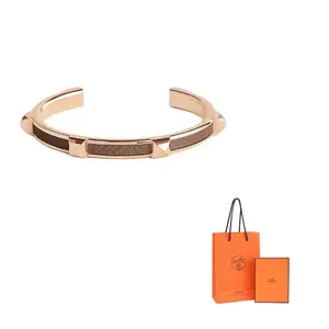 Кожаный ремешок, металлические браслеты, женские, HERMES, коричневый