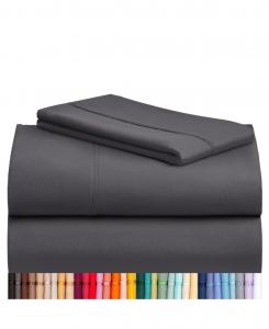 Комплект постельного белья из 3 предметов с глубокими карманами, шелковисто-мягкий, с охлаждающим эффектом, из вискозы, размер Twin LuxClub, Dark grey
