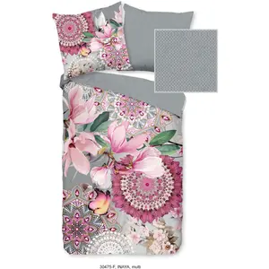 Набедренное двустороннее постельное белье "Инайя", однотонное, 135х200, теплое, мягкое, двусторонний вид, на молнии, цвет магнолии серый Hip