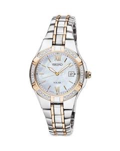 Часы Seiko Diamond с солнечной батареей, 29 мм Seiko Watch, цвет Silver