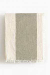 Покрывало H&M Cotton Striped, 150X250 см, светлый хаки/кремовый