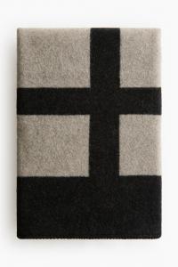 Плед H&M Home Wool-blend, 130X170 см, черный/бежевый