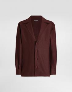 Рубашка с длинными рукавами и v-образным вырезом из льняной ткани Dolce & Gabbana, мультиколор