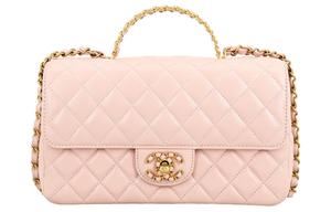 CHANEL Классический клапан CF из овчины, сумка через плечо, кросс-боди Trumpets для женщин, цвет вишневый розовый