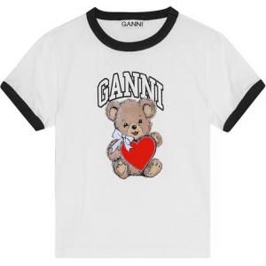 Футболка Basic Jersey Bear GANNI, ярко-белый