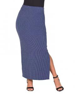 Женская резинка трикотажная макси юбка с боковыми разрезами и эластичной талией 24seven Comfort Apparel, синий