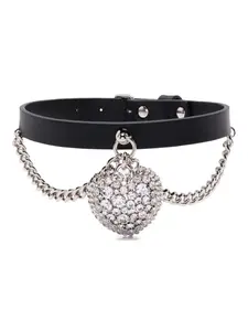 Кожаное ожерелье с подвеской в форме сердца Alessandra Rich, черный