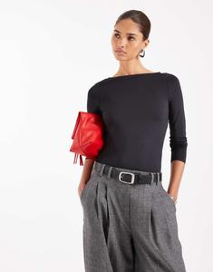 Лонгслив Asos Design Slinky Slash Neck, черный