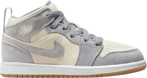 Кроссовки Air Jordan 1 Mid SE PS Coconut Milk Particle Grey, кремовый