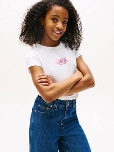 Детская хлопковая футболка slim fit с логотипом бабочки Tommy Hilfiger, White